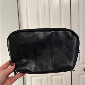 BEIS Black Leather Cosmetic Bag Set